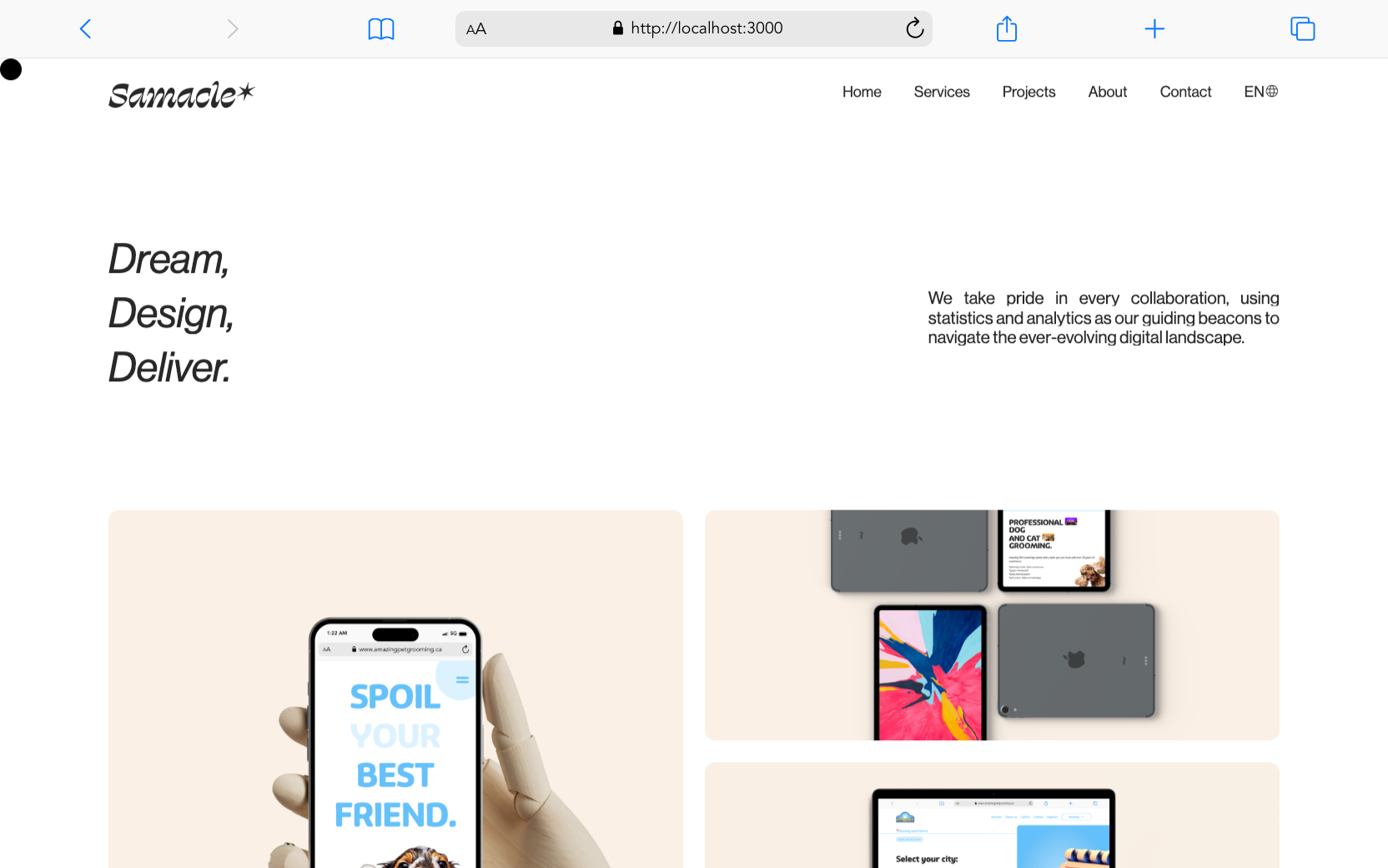 A small preview of a small section of Samacle - Web Agency in Canada web page in the navigation menu.